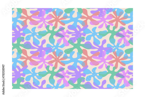 Floral abstract pattern geometric background with combination colors. Endless flat vector design.