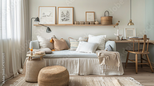 Calm Retreat. Creating a Modern Scandinavian Bedroom Oasis © coloring page