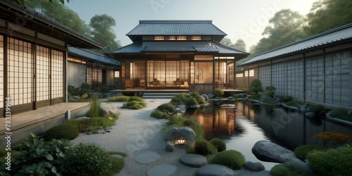 Traditional Japanese House with Tatami and Garden 