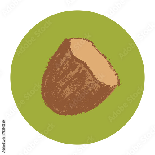 Vector hand-drawn illustration almond. Color charcoal drawing of almond nut for marzipan paste label design or almond butter packaging. Botanical sketch for ketogenic diet banner.