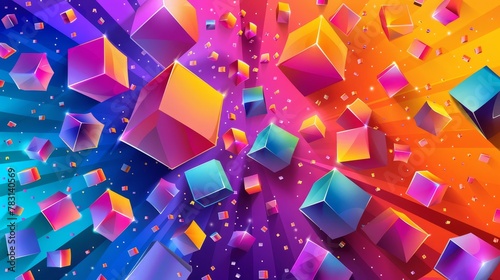 Color cubes modern illustration, perspective design