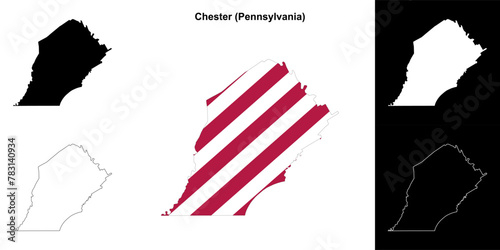 Chester County (Pennsylvania) outline map set