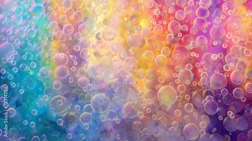 Rainbow Hued Bubbles Abstract Background. Generative AI