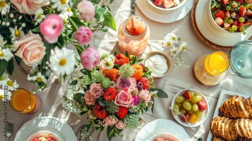 Joyful Mother s Day Brunch with Floral Tablescape and Homemade Delights photo