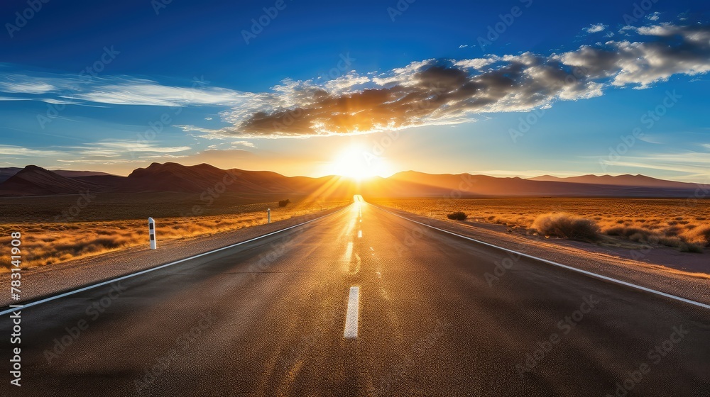 contrast road with sun