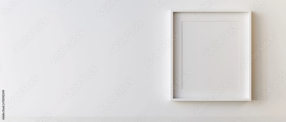 rectangular frame for pictures mockup. Free place for editing white background wall rectangular frame for pictures mockup. Free place for editing white background wall