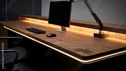 led lights on wood photo