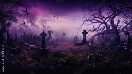 tombstones halloween purple background photo