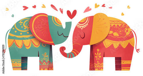 부족의 전통 코끼리, 귀여운 코끼리, 커플 코끼리 photo