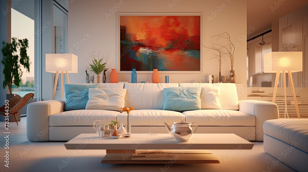 Fototapeta premium vibrant blurred interior living room ideas