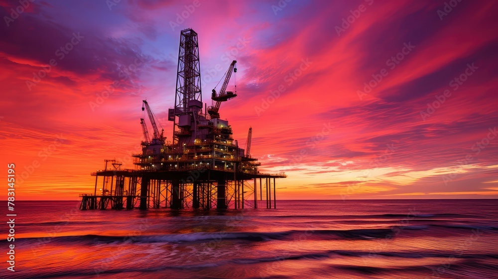 mesmerizing oil rig at sunset