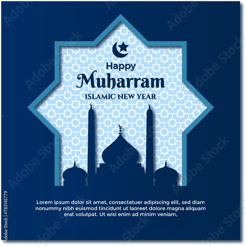 Vector happy muharram islamic new year social media background illustration