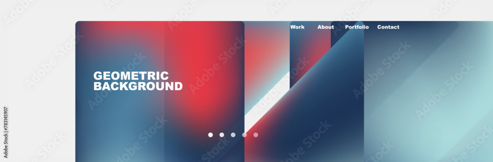 Fototapeta premium Geometric background with red, blue, and white lines in varied tints and shades