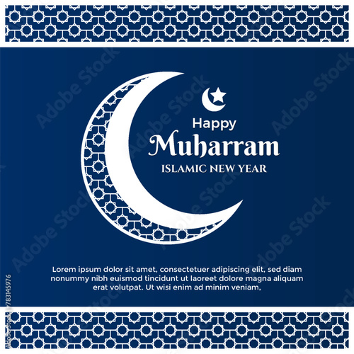 Vector happy muharram islamic new year social media background illustration