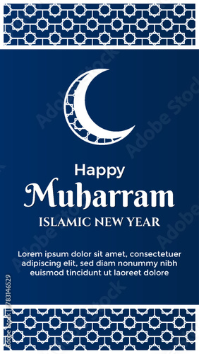 Vector happy muharram islamic new year social media background illustration