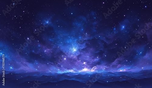 amazing blue and purple nebula background, stars, fantasy