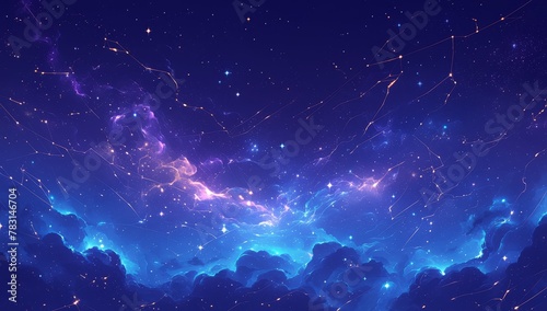 amazing nebula, galaxy background, purple and blue tone