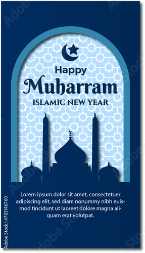 Vector happy muharram islamic new year social media background illustration