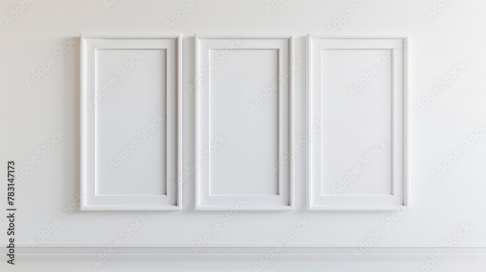 white 3 frames with white wall white 3 frames with white wall