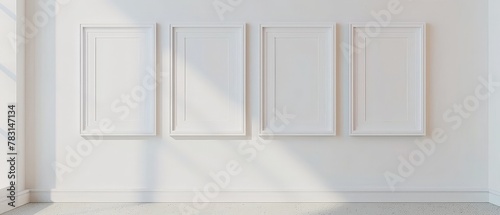 white room with window light and frames 