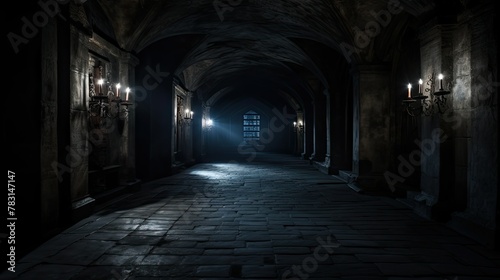 arched long dark hallway © vectorwin