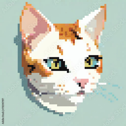 8 bit Pixel Illustration Portrait of a orange cat