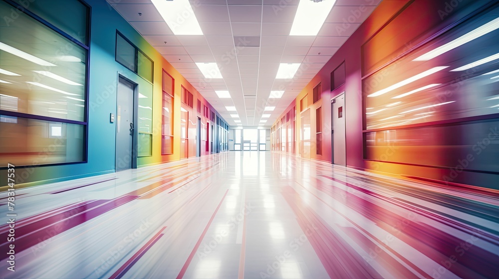 corridor blurred school building interior