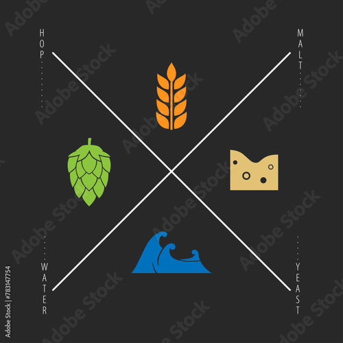 beer ingredient icon in simple graphic photo