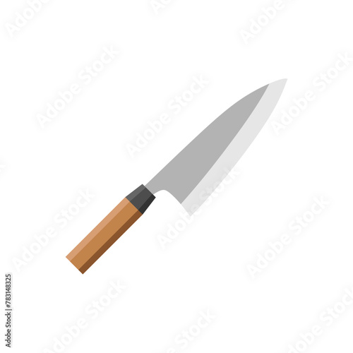 japanese cooking knife icon isolated on white background. vector illustration in flat style