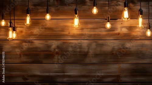 edison wooden background lights