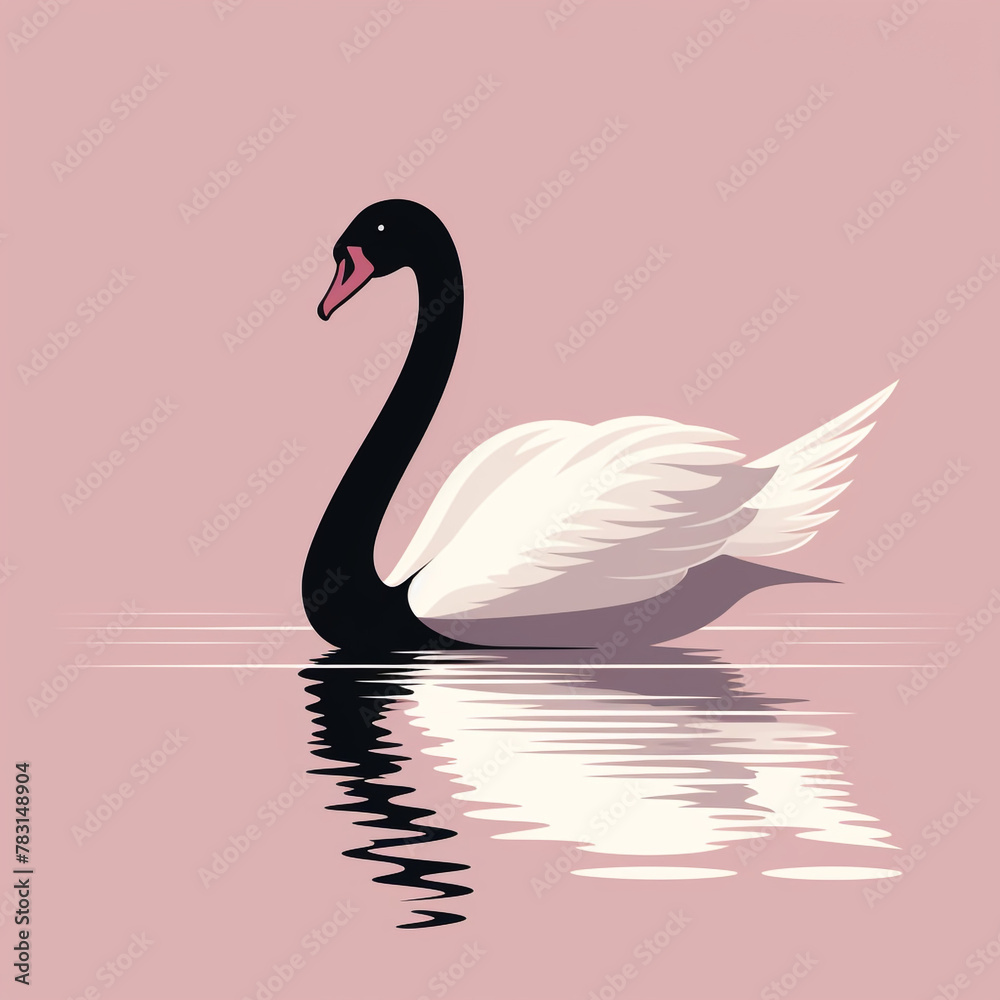 Fototapeta premium a flat silhouette of a graceful swan сreated with Generative Ai
