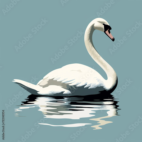 a flat silhouette of a graceful swan   reated with Generative Ai