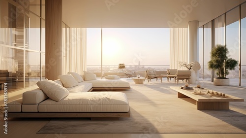 serene blurred penthouse interior