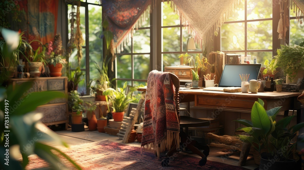 Fototapeta premium vintage blurred bohemian interior template