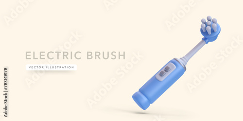 Blue electric brush in realistic style isolated on light background. Vector illustration