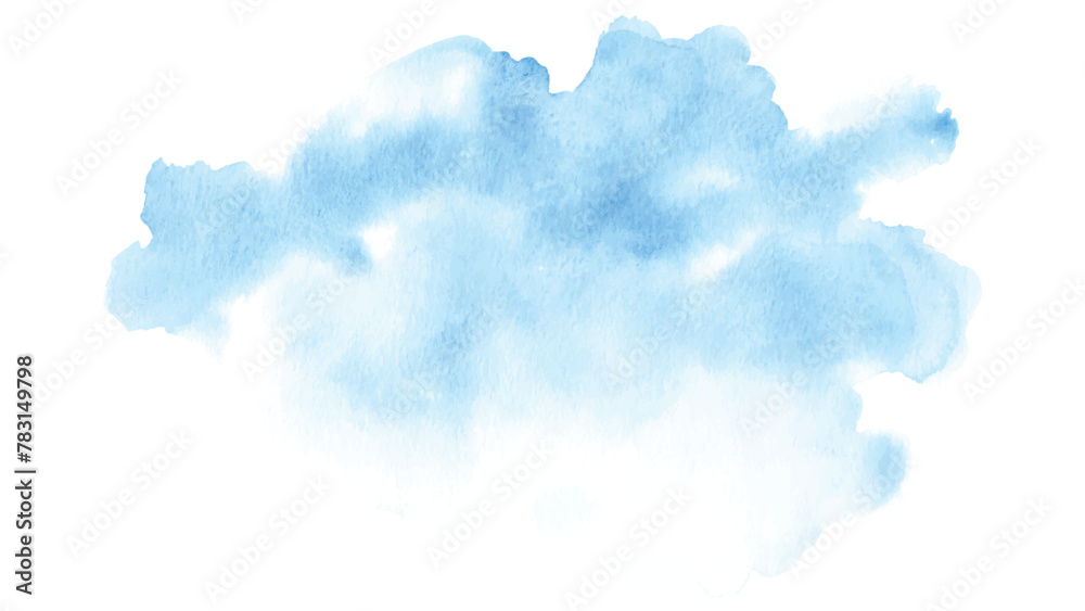 Blue sky watercolor stains isolated on white background.
