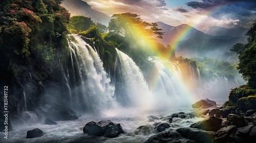 waterfall light from heaven