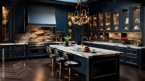 blue kitchen dark photo