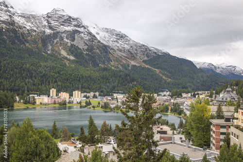 View of St. Moritz, and Lake St. Moritz, Switzerland