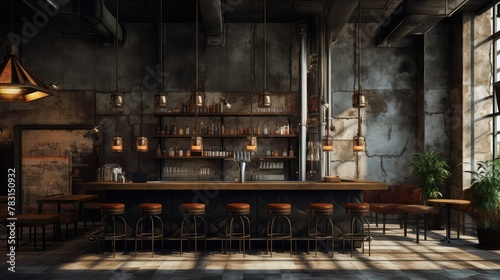 industrial bar interior isometric