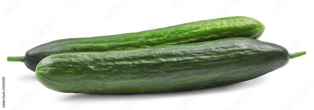 Two long fresh cucumbers isolated on white Two long fresh cucumbers isolated on white