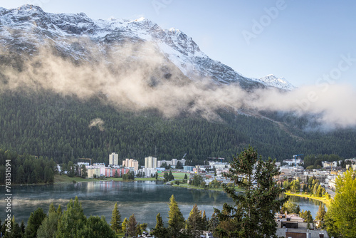 View of St. Moritz, and Lake St. Moritz, Switzerland