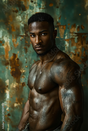 A black man with tattoos and a shirtless body.