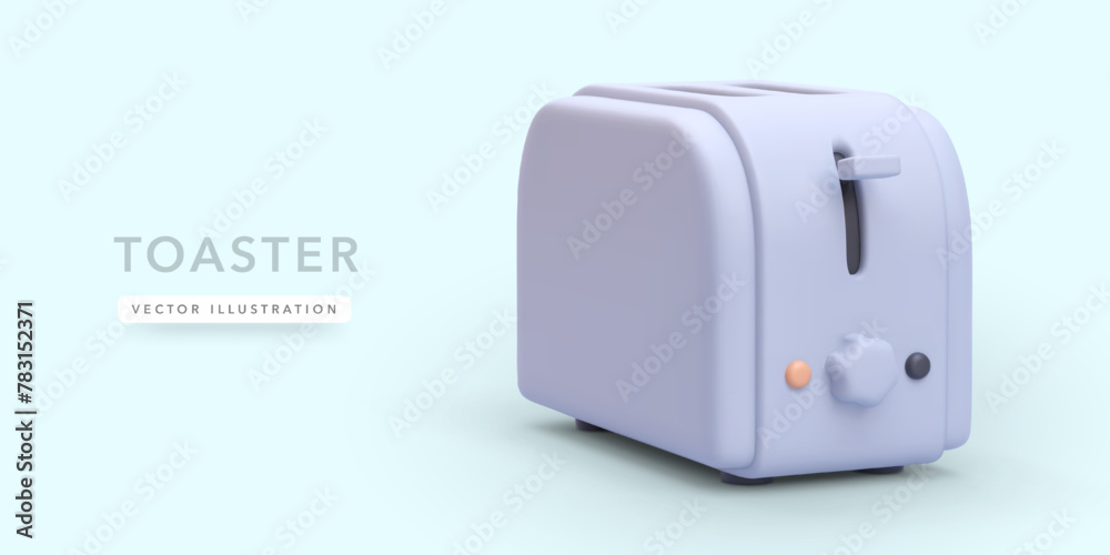 3d realistic toaster with shadow isolated on light background, Vector illustration 3d realistic toaster with shadow isolated on light background, Vector illustration