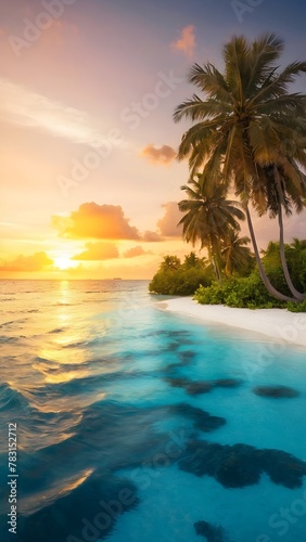 sunset over the sea in Maldives
