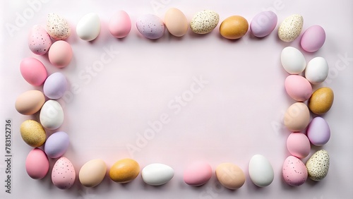 simple minimalistic background with a frame of bright Easter eggs