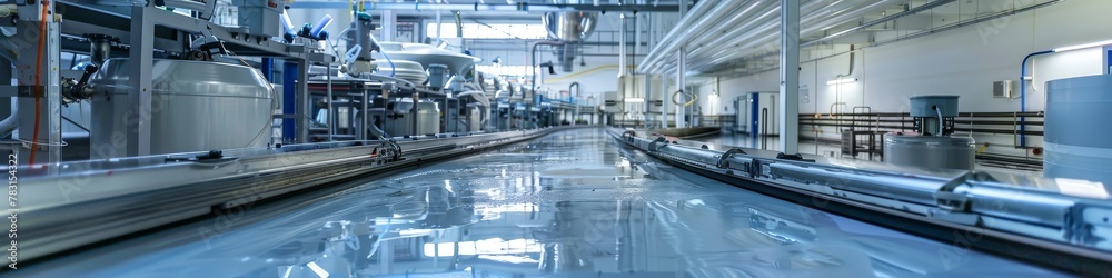 A high-tech automated paint production plant, where formulas are mixed and tested by machines for perfect color and consistency