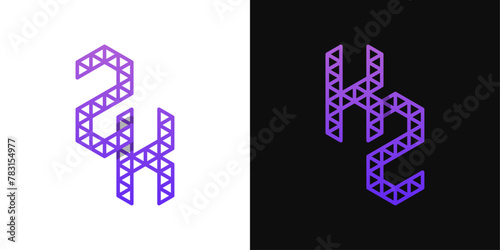 Letters KZ and ZK Polygon Logo, suitable for business related to polygon with KZ or ZK initials