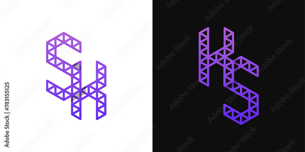 Letters KS and SK Polygon Logo, suitable for business related to polygon with KS or SK initials Letters KS and SK Polygon Logo, suitable for business related to polygon with KS or SK initials