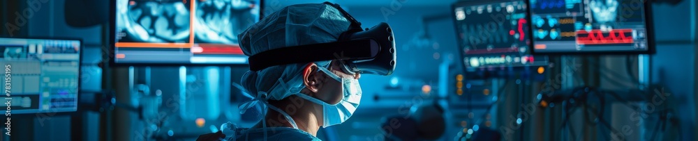 A virtual reality setup for medical students practicing surgery, representing the future of medical education A virtual reality setup for medical students practicing surgery, representing the future of medical education